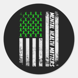 Pegatina Redonda Salud Mental Y Enfermedad Cerebral Humana Grado De