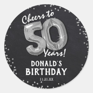 Pegatina Redonda ¡Salud por 50 años! Cumpleaños 50