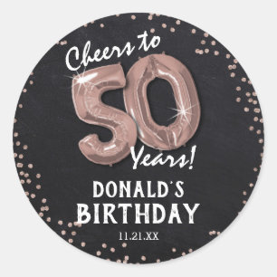 Pegatina Redonda ¡Salud por 50 años! Cumpleaños 50