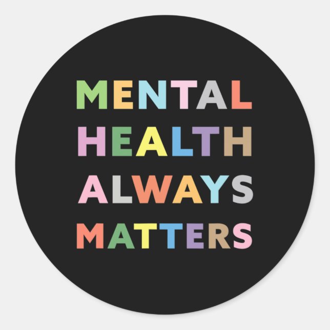 Pegatina Redonda Salud Siempre Problemas Sensibilización Terapia (Anverso)