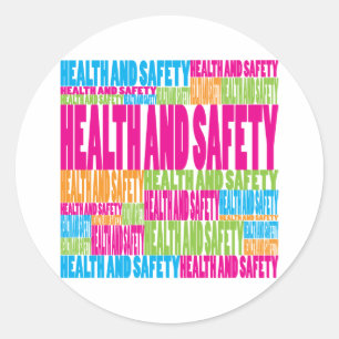 Pegatina Redonda Salud y seguridad coloridas