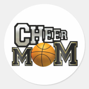 Pegatina Redonda Saluda a mamá (baloncesto)