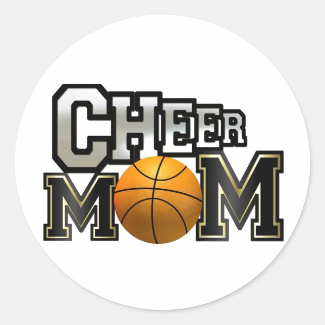 Pegatina Redonda Saluda a mamá (baloncesto) (Anverso)