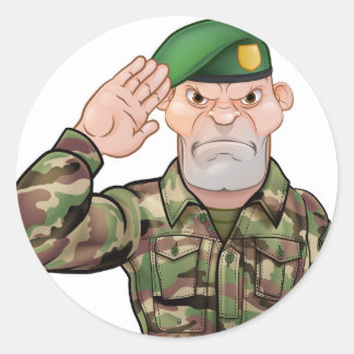 Pegatina Redonda Saludo al Personalizado del soldado