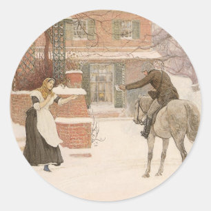 Pegatina Redonda Saludo al Postman de Robert Walker Macbeth