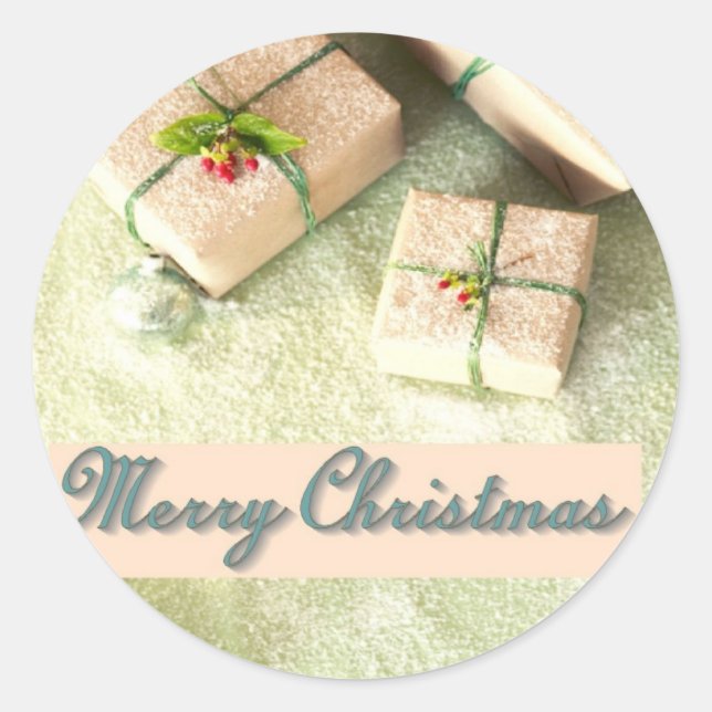 Pegatina Redonda Saludo de los navidades (Anverso)