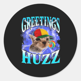Pegatina Redonda Saludo de meme de gato de jerga divertida de Gen Z