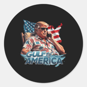 Pegatina Redonda Saludo Desde El Golfo Patriótico De Ee.Uu.