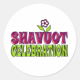 Pegatina Redonda Saludo divertido de Shavuot Celebration con flor