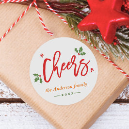 Pegatina Redonda Saludo el guión moderno de caligrafía simple de Añ