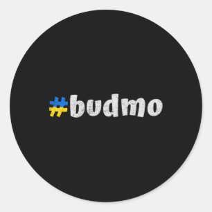 Pegatina Redonda Saludo tradicional ucraniano divertido Budmo ucran