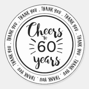 Pegatina Redonda Saludos a 60 años - 60 cumpleaños Gracias