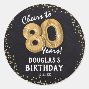 Pegatina Redonda ¡Saludos a 80 años! 80 cumpleaños