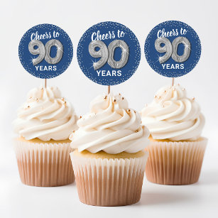 Pegatina Redonda Saludos a 90 años Cumpleaños de Adultos