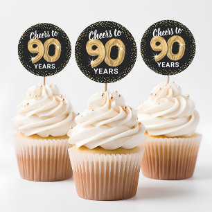 Pegatina Redonda Saludos a 90 años Cumpleaños de Adultos