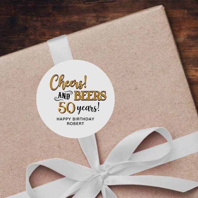 Pegatina Redonda Saludos a las cervezas 50 cumpleaños (Subido por el creador)