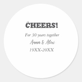 Pegatina Redonda Saludos a los 30 años juntos aniversario agregar n