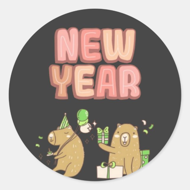 Pegatina Redonda ¡Saludos a un nuevo comienzo! (Anverso)