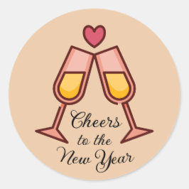 Pegatina Redonda Saludos al nuevo año