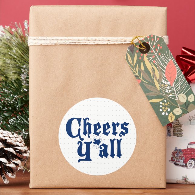 Pegatina Redonda Saludos azules de la bandera del estado (Vacaciones)