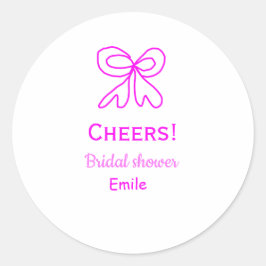 Pegatina Redonda Saludos color rosa púrpura ducha de novia agregar 