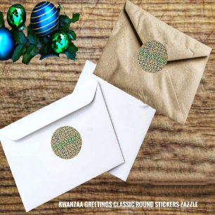 Pegatina Redonda Saludos de Kwanzaa