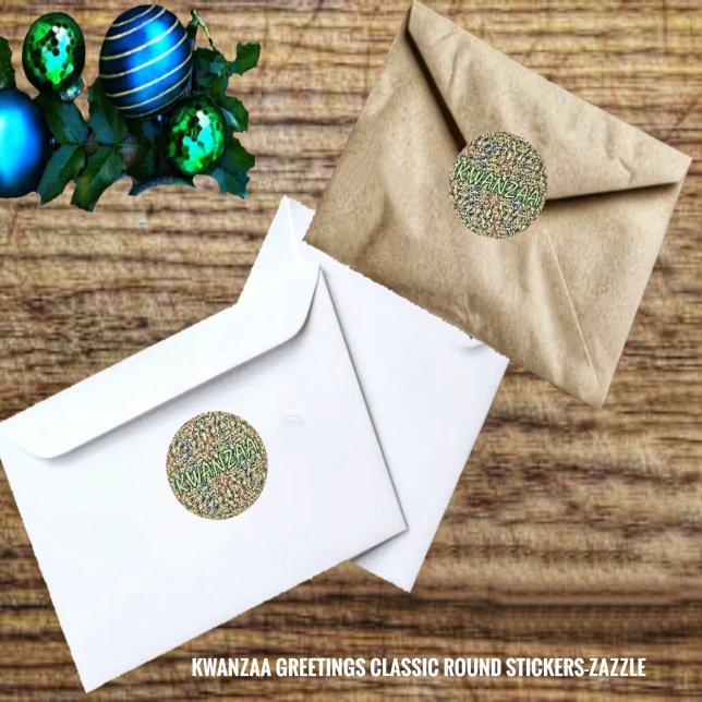 Pegatina Redonda Saludos de Kwanzaa (Subido por el creador)