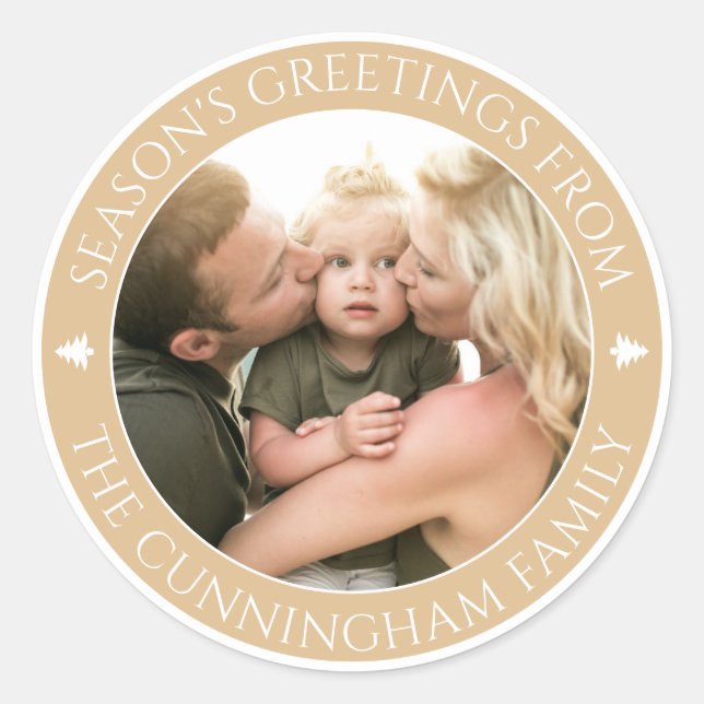 Pegatina Redonda Saludos de la temporada clásica | Foto Personaliza (Anverso)