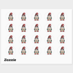 Pegatina Redonda Saludos de la temporada de navidades Gnome
