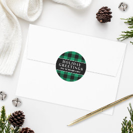 Pegatina Redonda Saludos de vacaciones Jugado de búfalo verde y neg