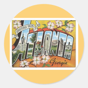 Pegatina Redonda Saludos desde Atlanta