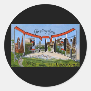 Pegatina Redonda Saludos desde Denver Colorado