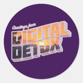 Pegatina Redonda Saludos desde la detención digital