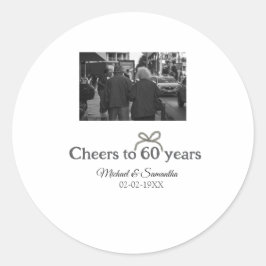 Pegatina Redonda Saludos dorados a boda de 60 años
