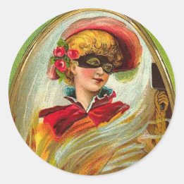 Pegatina Redonda Saludos enmascarados de Lady Halloween