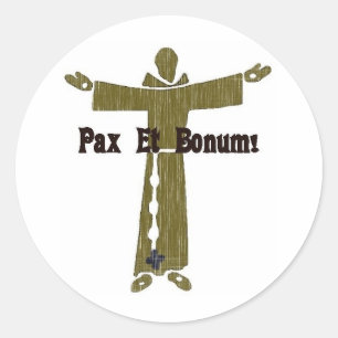 Pegatina Redonda Saludos Franciscanos