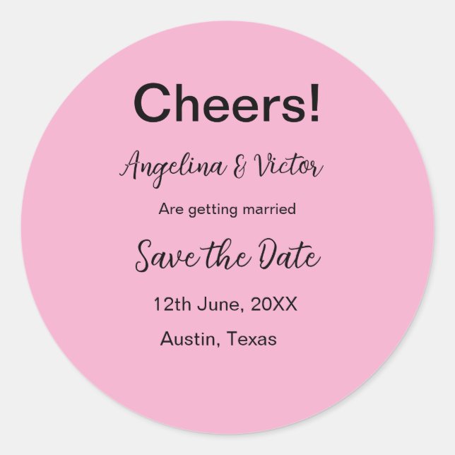 Pegatina Redonda Saludos guarda la fecha simple minimal moderno ele (Anverso)