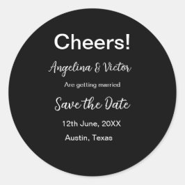 Pegatina Redonda Saludos guarda la fecha simple minimalista moderna