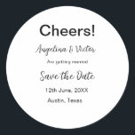 Pegatina Redonda Saludos guarda la fecha simple minimalista moderno<br><div class="desc">diseño</div>