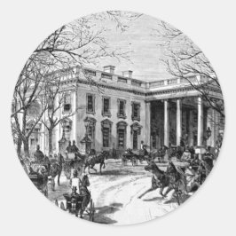 Pegatina Redonda Saludos navideños desde las tarjetas de la Casa Bl