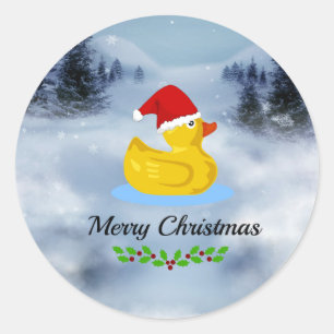 Pegatina Redonda Saludos navideños Rubber Ducky