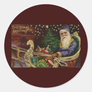Pegatina Redonda Saludos navideños vintage