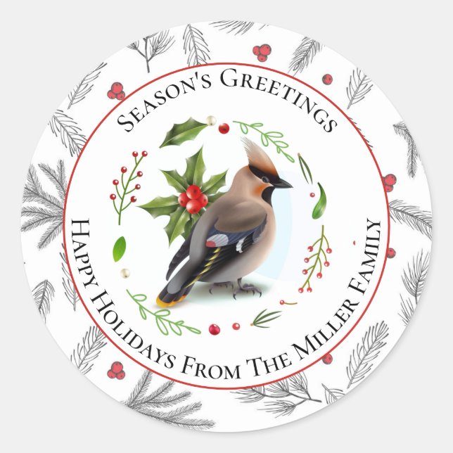 Pegatina Redonda Saludos personalizados de temporada (Anverso)