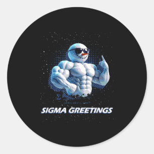 Pegatina Redonda Saludos Sigma Hermano Muñeco de Nieve Rizz Feliz N