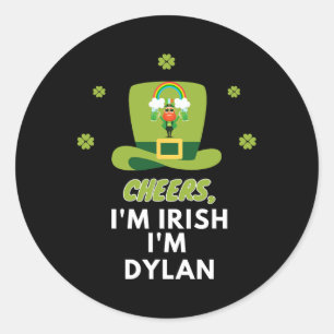 Pegatina Redonda Saludos Soy Irlandés Soy Dylan