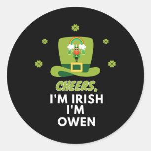 Pegatina Redonda Saludos, soy irlandés, soy Owen