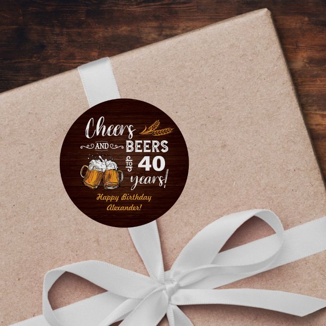 Pegatina Redonda Saludos y cervezas 40.ª Rústica de cumpleaños (Subido por el creador)