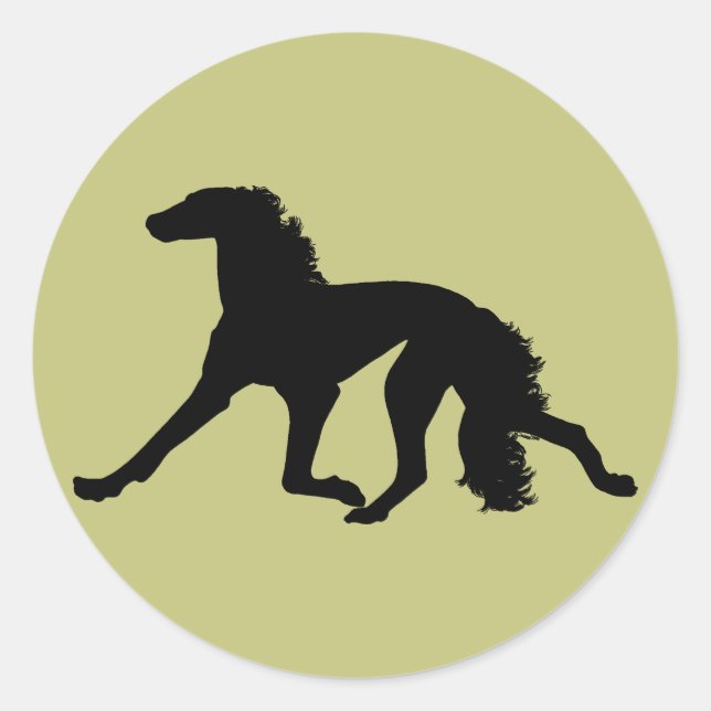 Pegatina Redonda Saluki Silhouette (Anverso)