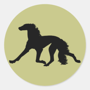 Pegatina Redonda Saluki Silhouette