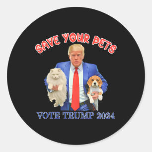 Pegatina Redonda Salva a tus mascotas Vota por Trump Elecciones EEU